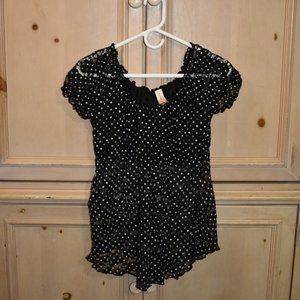Chiffon Black and White Polka Dots Bouse